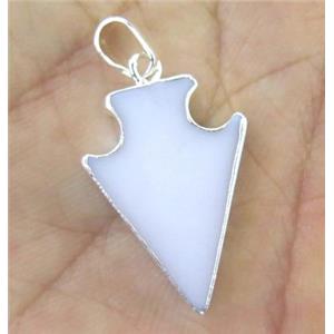 white Porcelain arrowhead pendant, silver plated, approx 15-23mm [GMPDA7341]
