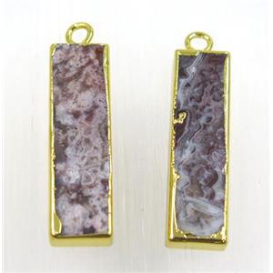 Agua Nueva Mexican Crazy Agate Pendant, rectangle, gold plated, approx 10-40mm [GMPDA7346]