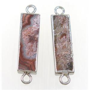 Mexico Crazy Agate Connector, rectangle, silver plated, approx 10-40mm [GMPDA7347]