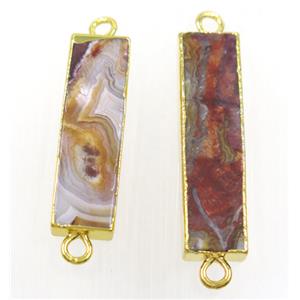 Mexico Crazy Agate Connector, rectangle, gold plated, approx 10-40mm [GMPDA7348]