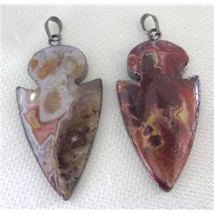 Agua Nueva Mexican Crazy Agate Arrowhead pendant, black plated, approx 25-55mm [GMPDA7353]