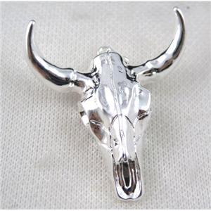 Resin BullHead Pendant, silver plated, approx 50-55mm [GMPDA7359]
