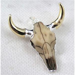 white Resin BullHead Pendant, approx 50-55mm [GMPDA7362]