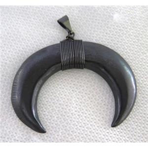 black bone horn crescent pendant, wire wrapped, approx 40-50mm [GMPDA7372]