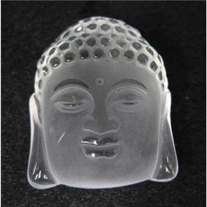 white crystal quartz buddha pendant, frosted, approx 37-45mm [GMPDA7388]
