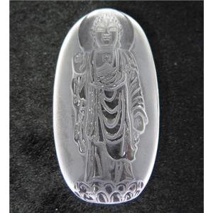 white crystal quartz buddha pendant, frosted, approx 27-52mm [GMPDA7389]