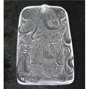 white crystal quartz buddha pendant, frosted, approx 38-58mm [GMPDA7394]