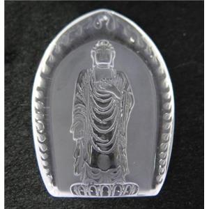 white crystal quartz buddha pendant, frosted, approx 42-57mm [GMPDA7396]