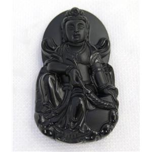 black Obsidian buddha pendant, approx 36-65mm [GMPDA7459]