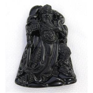 black Obsidian buddha pendant, approx 38-60mm [GMPDA7463]