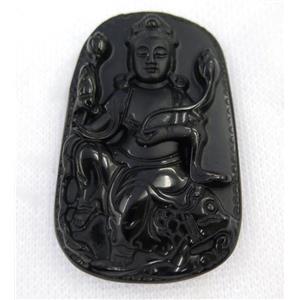 black Obsidian buddha pendant, approx 37-60mm [GMPDA7465]