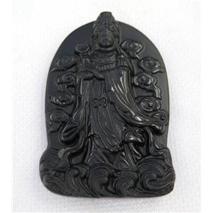 black Obsidian buddha pendant, approx 41-63mm [GMPDA7466]