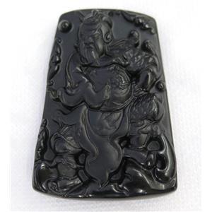 black Obsidian buddha pendant, approx 42-63mm [GMPDA7468]