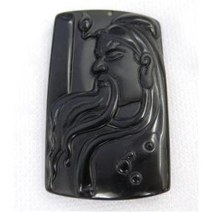 black Obsidian buddha pendant, approx 35-60mm [GMPDA7469]