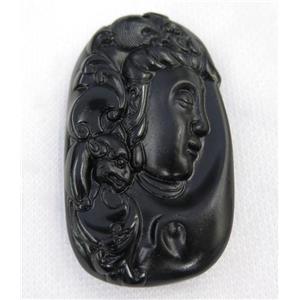 black Obsidian buddha pendant, approx 38-65mm [GMPDA7472]