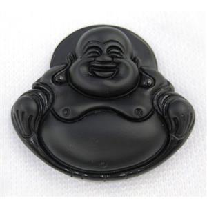 black Obsidian buddha pendant, approx 50-45mm [GMPDA7475]