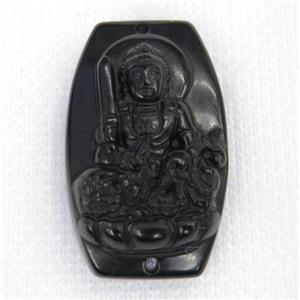 black Obsidian buddha connector, approx 22-35mm [GMPDA7479]