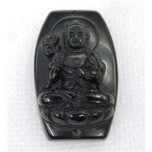 black Obsidian buddha connector, approx 22-35mm [GMPDA7480]