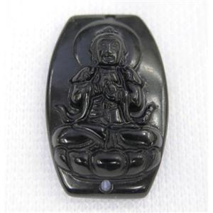 black Obsidian buddha connector, approx 22-35mm [GMPDA7481]