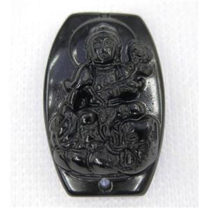 black Obsidian buddha connector, approx 22-35mm [GMPDA7483]