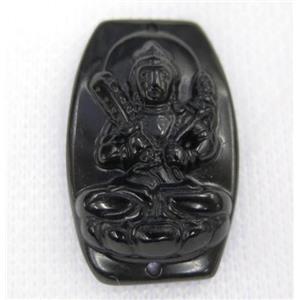 black Obsidian buddha connector, approx 22-35mm [GMPDA7484]