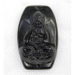 black Obsidian buddha connector, approx 22-35mm [GMPDA7485]
