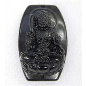 black Obsidian buddha connector, approx 22-35mm [GMPDA7486]