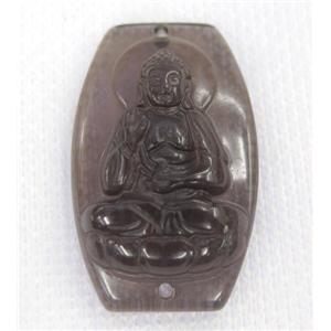 smoky Obsidian buddha connector, approx 22-35mm [GMPDA7487]