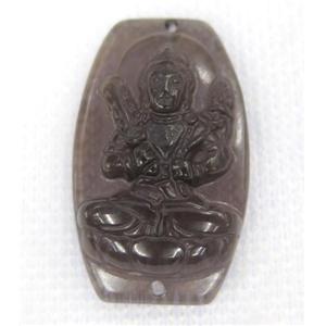 smoky Obsidian buddha connector, approx 22-35mm [GMPDA7488]