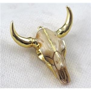 resin pendant, BullHead, gold plated, approx 45-50mm [GMPDA7498]