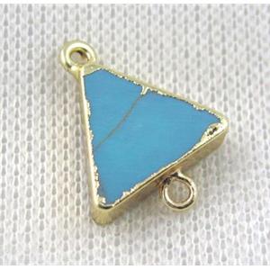 blue turquoise triangle connector, gold plated, approx 16x16x16mm [GMPDA7511]
