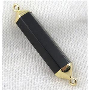 black obsidian bullet connector, gold plated, approx 8x40mm [GMPDA7525]