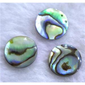 Paua Abalone shell bead without hole, flat round, approx 10mm dia [GMPDA7566]