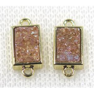gold champagne Quartz Druzy connector, rectangle, gold plated, approx 6-12mm [GMPDA7579]
