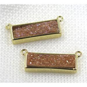 gold champagne Druzy Quartz pendant with 2loops, rectangle, approx 6-20mm [GMPDA7601]