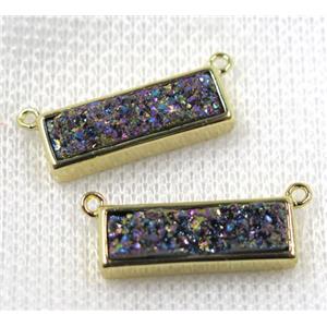 rainbow Quartz Druzy pendant with 2loops, rectangle, approx 6-20mm [GMPDA7602]