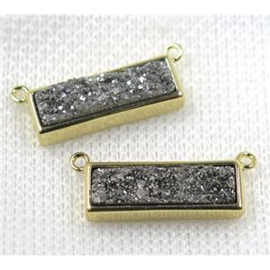 silver Quartz Druzy pendant with 2loops, rectangle, approx 6-20mm [GMPDA7603]