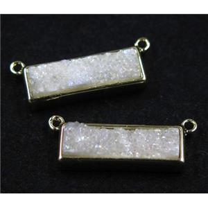 white AB-color Quartz Druzy pendant with 2loops, rectangle, approx 6-20mm [GMPDA7605]