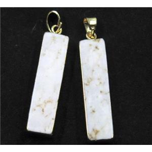 white turquoise pendant, rectangle, gold plated, approx 8-40mm [GMPDA7608]