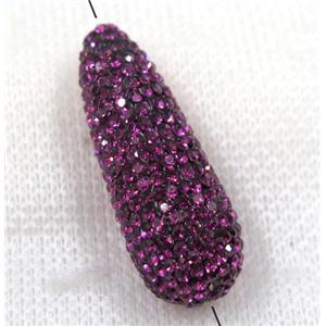 resin beads pave hotpink rhinestone, teardrop, approx 15-35mm [GMPDA7638]