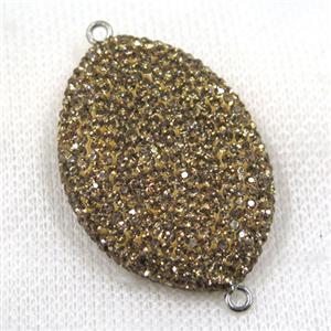 resin connector pave yellow rhinestone, oval, approx 28-40mm [GMPDA7640]
