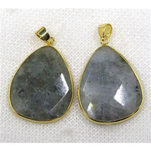 labradorite pendant, faceted teardrop, gold plated, approx 25-30mm [GMPDA7673]