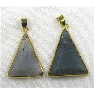 labradorite pendant, faceted triangle, gold plated, approx 20-28mm [GMPDA7674]