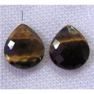 tiger eye stone bead with half-hole, yellow, faceted teardrop, approx 16x18mm [GMPDA7681]