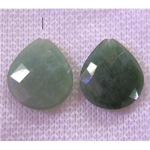 green aventurine bead with half-hole, faceted teardrop, approx 16x18mm [GMPDA7682]