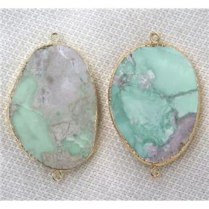 green Apple Jasper connector, freeform, gold plated, approx 20-40mm [GMPDA7688]