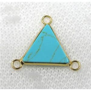 turquoise triangle connector with 3loops, gold plated, approx 16-17mm [GMPDA7692]