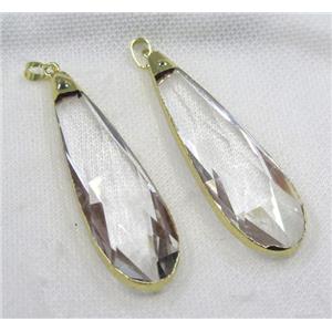 glass crystal teardrop pendant, gold plated, approx 20-75mm [GMPDA7721-L]