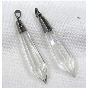 glass crystal bullet pendant, black plated, approx 15-60mm [GMPDA7722]