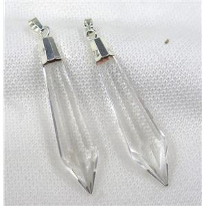 glass crystal bullet pendant, black plated, approx 16-60mm [GMPDA7723]